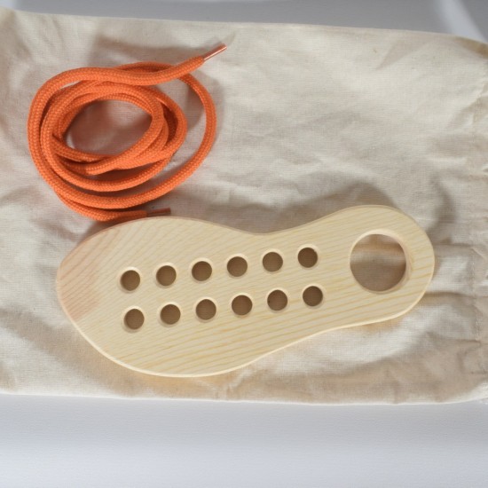 Wooden Shoe Tying and Threading Toy Wooden Shoe Tying and Threading Toy