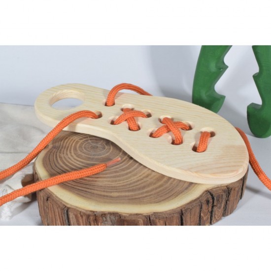 Wooden Shoe Tying and Threading Toy Wooden Shoe Tying and Threading Toy