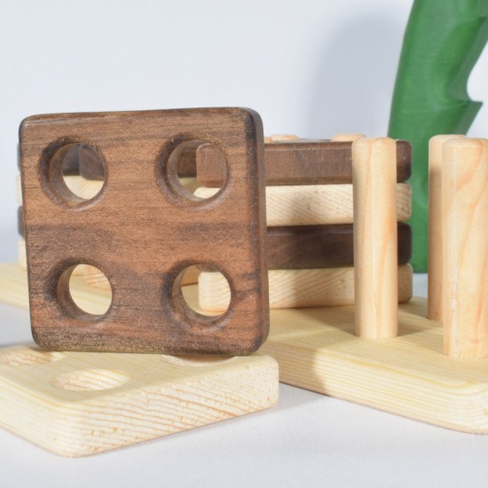 Puzzle Geometric Shapes with Wooden Holes 33N - Natural Wooden Educational Toy Puzzle Geometric Shapes with Wooden Holes 33N - Natural Wooden Educational Toy