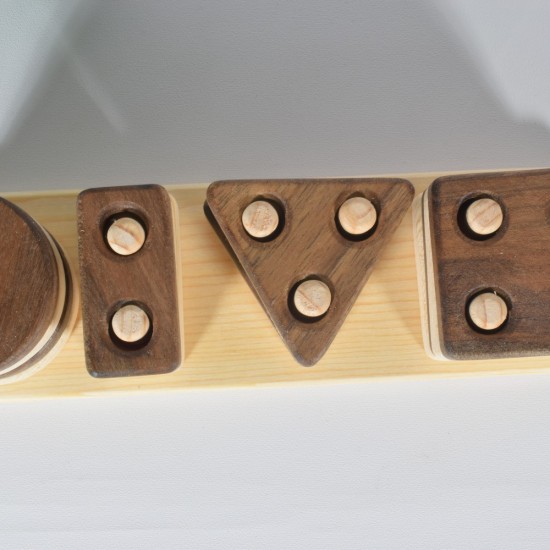 Puzzle Geometric Shapes with Wooden Holes 33N - Natural Wooden Educational Toy Puzzle Geometric Shapes with Wooden Holes 33N - Natural Wooden Educational Toy
