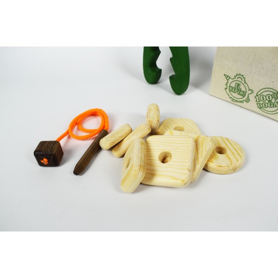 Geometric Stringing - Natural Wooden Educational Toy Geometric Blocks