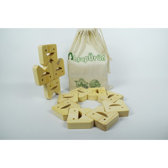 Tooth Blocks Wooden Balance Game (Montessori) - Natural Educational Wooden Toy