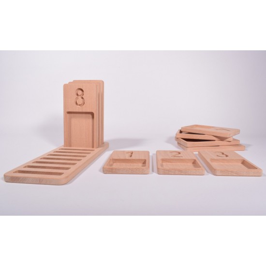 Wooden Counting Trays - Montessori Material - Natural Educational Toy