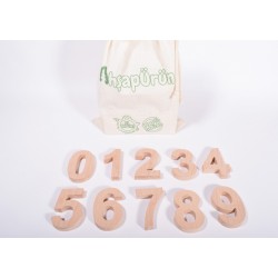 Wooden Figure Set - Natural Beech Wood, Numbers 0-9 Educational Toy