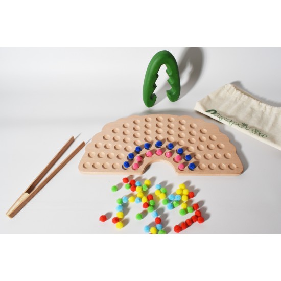 Wooden Rainbow Toy (With Claws - Montessori - 100% Natural)
