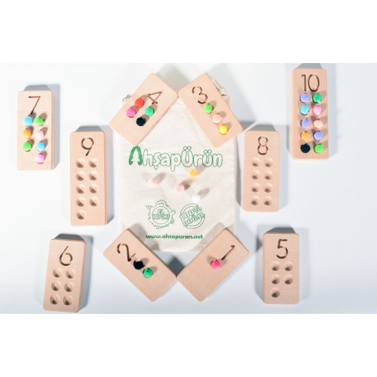 Wooden Pompom Number Tables (Montessori - 100% Natural) - Educational Toy