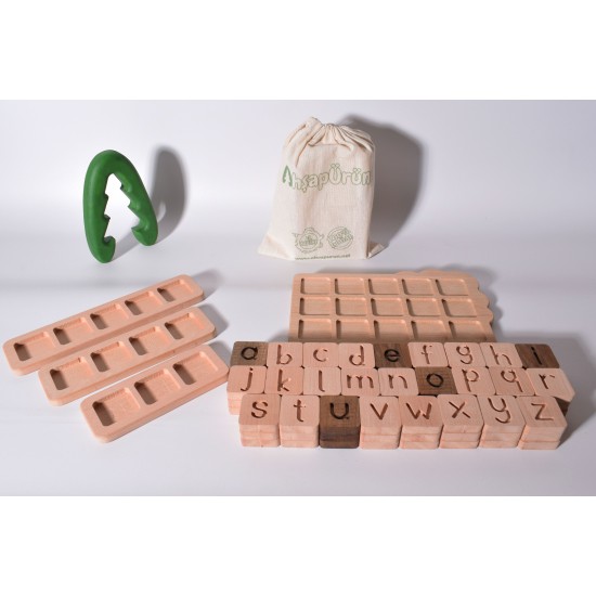 Wooden Word Game - English Letters - Scrabble (Montessori - 100% Natural) - Educational Toy