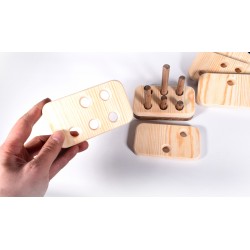 Wooden Puzzle With Holes (1-6 Numbers) - Natural Wooden Educational Toy