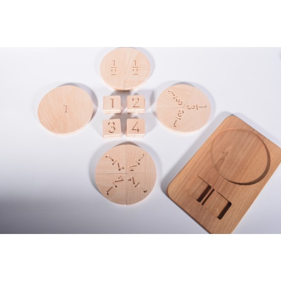 Wooden Mathematics Table of Fractions (Montessori - 100% Natural) - Educational Toy