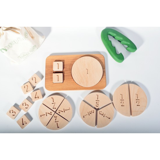 Wooden Mathematics Table of Fractions (Montessori - 100% Natural) - Educational Toy