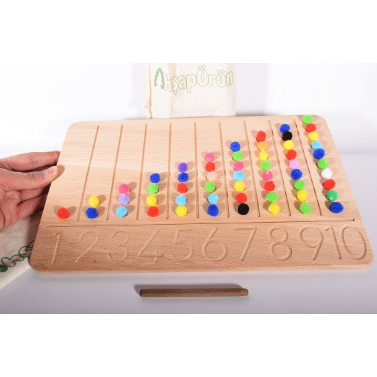 Wooden Numbers Scoreboard (With Pen and Pompom)