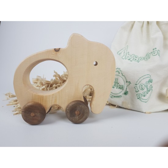 Elephant Natural Wooden Toy Car