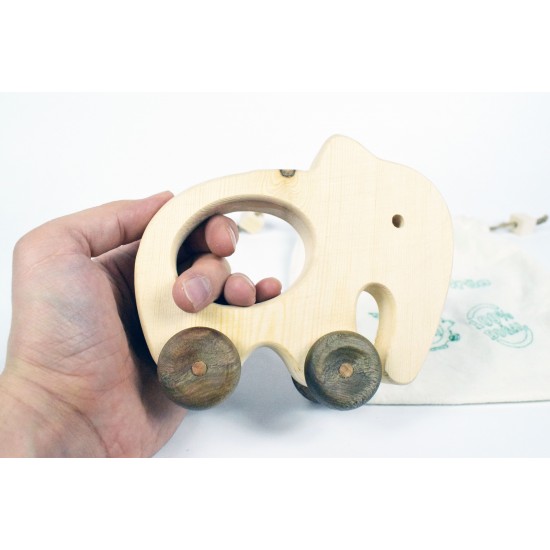 Elephant Natural Wooden Toy Car