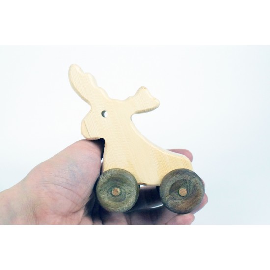 Deer Wooden Toy Car - Natural