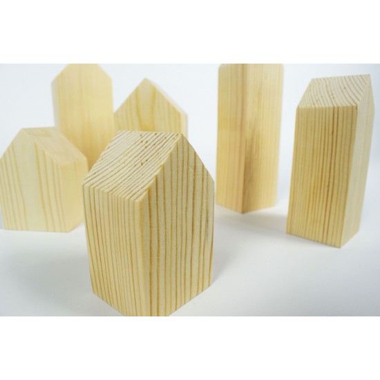 Natural Wooden Toy Buildings (Paintable-Montesorri)