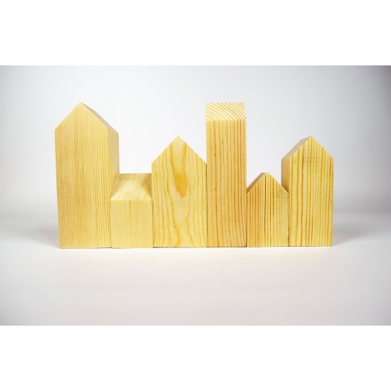 Natural Wooden Toy Buildings (Paintable-Montesorri)