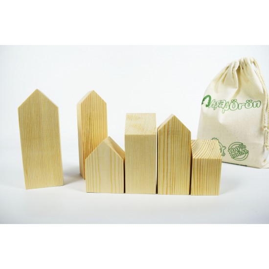 Natural Wooden Toy Buildings (Paintable-Montesorri)