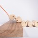 Pull Wooden Caterpillar Toy - 10 Wheels - Natural Wood