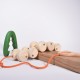 Pull Wooden Caterpillar Toy - 10 Wheels - Natural Wood