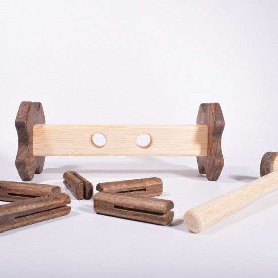 Hammer & Peg Wooden Toy - Made of Natural Walnut Wood