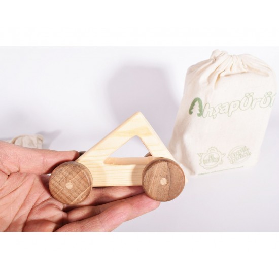 Triangle Geometric Wooden Toy Car - 100% Natural Wood