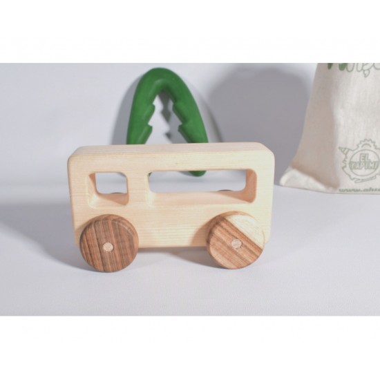 Rectangle Geometric Wooden Toy Car - 100% Natural Wood